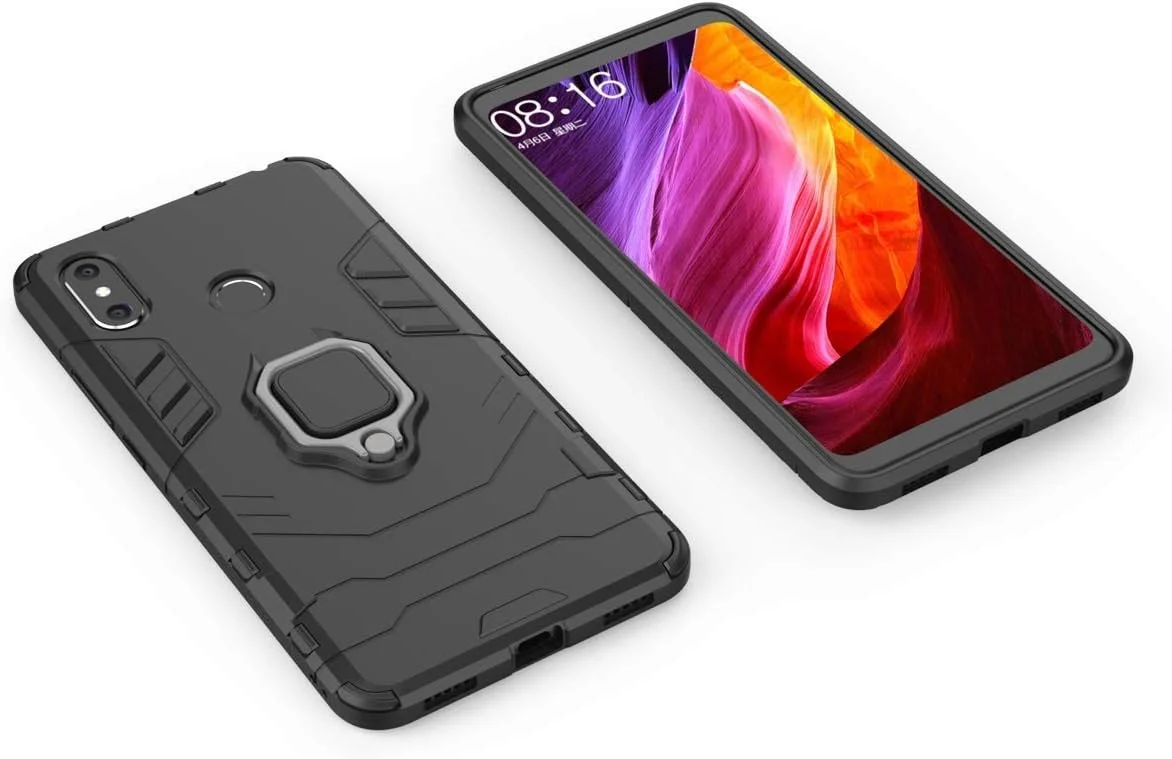 قاب محافظ گوشی شیائومی می مکس 3، با حلقه فلزی، پایه نگهدارنده، ضد ضربه، لایه سخت محافظ (سازگار با هولدر مغناطیسی خودرو)، دو لایه، مقاوم برای شیائومی مکس 3 (مشکی) قاب محافظ گوشی شیائومی می مکس 3، با حلقه فلزی، پایه نگهدارنده، ضد ضربه، لایه سخت محافظ (سازگار با هولدر مغناطیسی خودرو)، دو لایه، مقاوم برای شیائومی مکس 3 (مشکی)