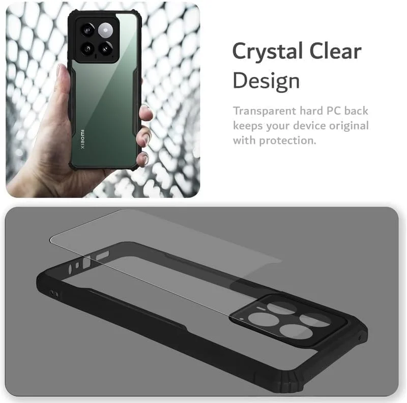 قاب محافظ شفاف Zege سازگار با گوشی شیائومی Mi 14T Pro 5G، کاور پشتی سخت PC با حاشیه مشکی TPU ضد ضربه، مقاوم در برابر ضربه 360 درجه، بدون زرد شدن قاب محافظ شفاف Zege سازگار با گوشی شیائومی Mi 14T Pro 5G، کاور پشتی سخت PC با حاشیه مشکی TPU ضد ضربه، مقاوم در برابر ضربه 360 درجه، بدون زرد شدن