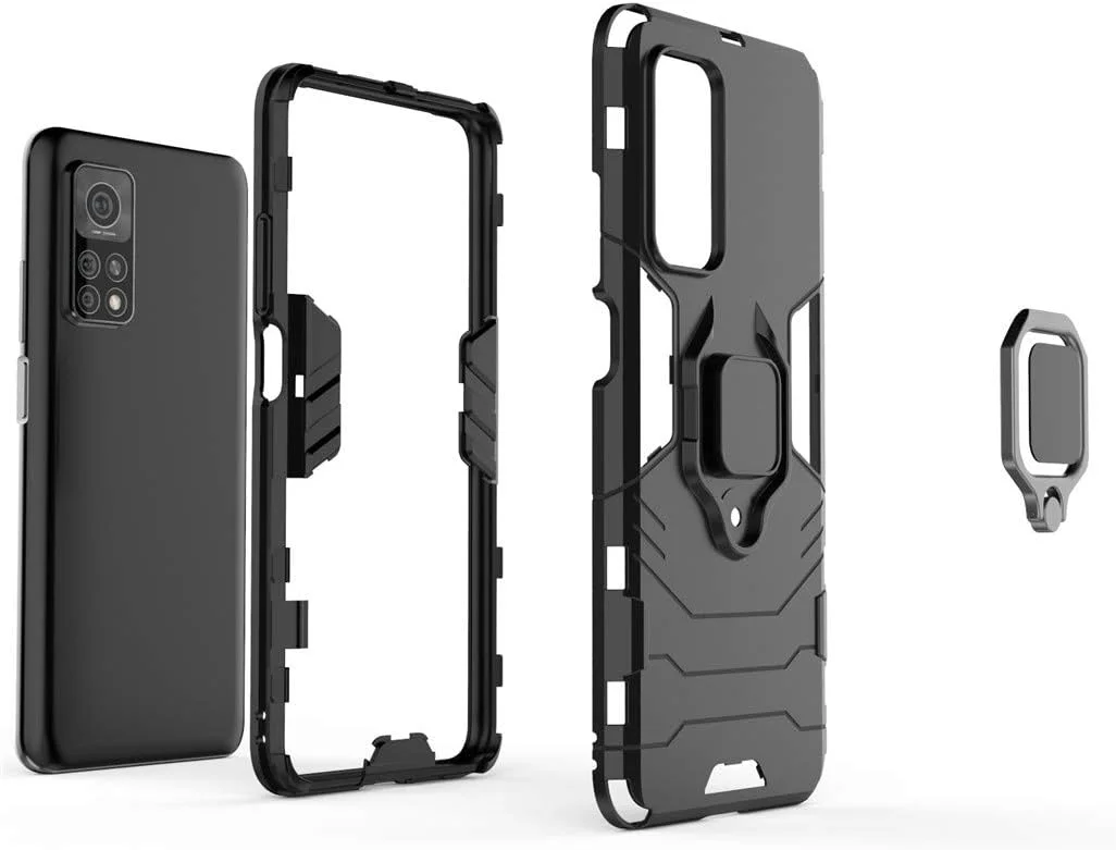 قاب محافظ گوشی شیائومی می 10 تی و شیائومی می 10 تی پرو، با حلقه فلزی و استند، مقاوم در برابر ضربه (سازگار با هولدر مغناطیسی خودرو)، دو لایه، پوشش محکم (مشکی) قاب محافظ گوشی شیائومی می 10 تی و شیائومی می 10 تی پرو، با حلقه فلزی و استند، مقاوم در برابر ضربه (سازگار با هولدر مغناطیسی خودرو)، دو لایه، پوشش محکم (مشکی)