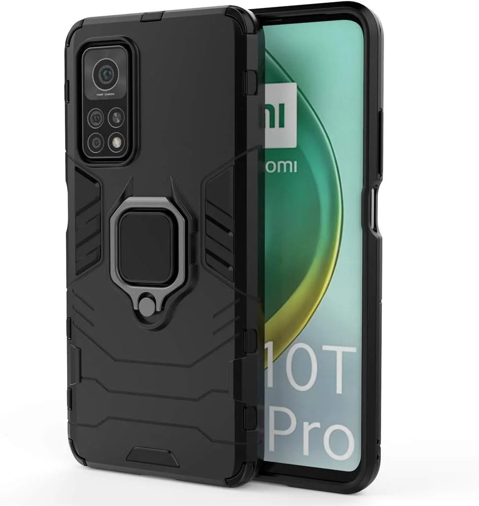 قاب محافظ گوشی شیائومی می 10 تی و شیائومی می 10 تی پرو، با حلقه فلزی و استند، مقاوم در برابر ضربه (سازگار با هولدر مغناطیسی خودرو)، دو لایه، پوشش محکم (مشکی) قاب محافظ گوشی شیائومی می 10 تی و شیائومی می 10 تی پرو، با حلقه فلزی و استند، مقاوم در برابر ضربه (سازگار با هولدر مغناطیسی خودرو)، دو لایه، پوشش محکم (مشکی)