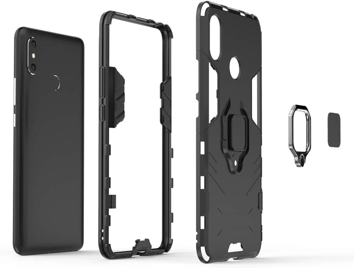 قاب محافظ گوشی شیائومی می مکس 3، با حلقه فلزی، پایه نگهدارنده، ضد ضربه، لایه سخت محافظ (سازگار با هولدر مغناطیسی خودرو)، دو لایه، مقاوم برای شیائومی مکس 3 (مشکی) قاب محافظ گوشی شیائومی می مکس 3، با حلقه فلزی، پایه نگهدارنده، ضد ضربه، لایه سخت محافظ (سازگار با هولدر مغناطیسی خودرو)، دو لایه، مقاوم برای شیائومی مکس 3 (مشکی)