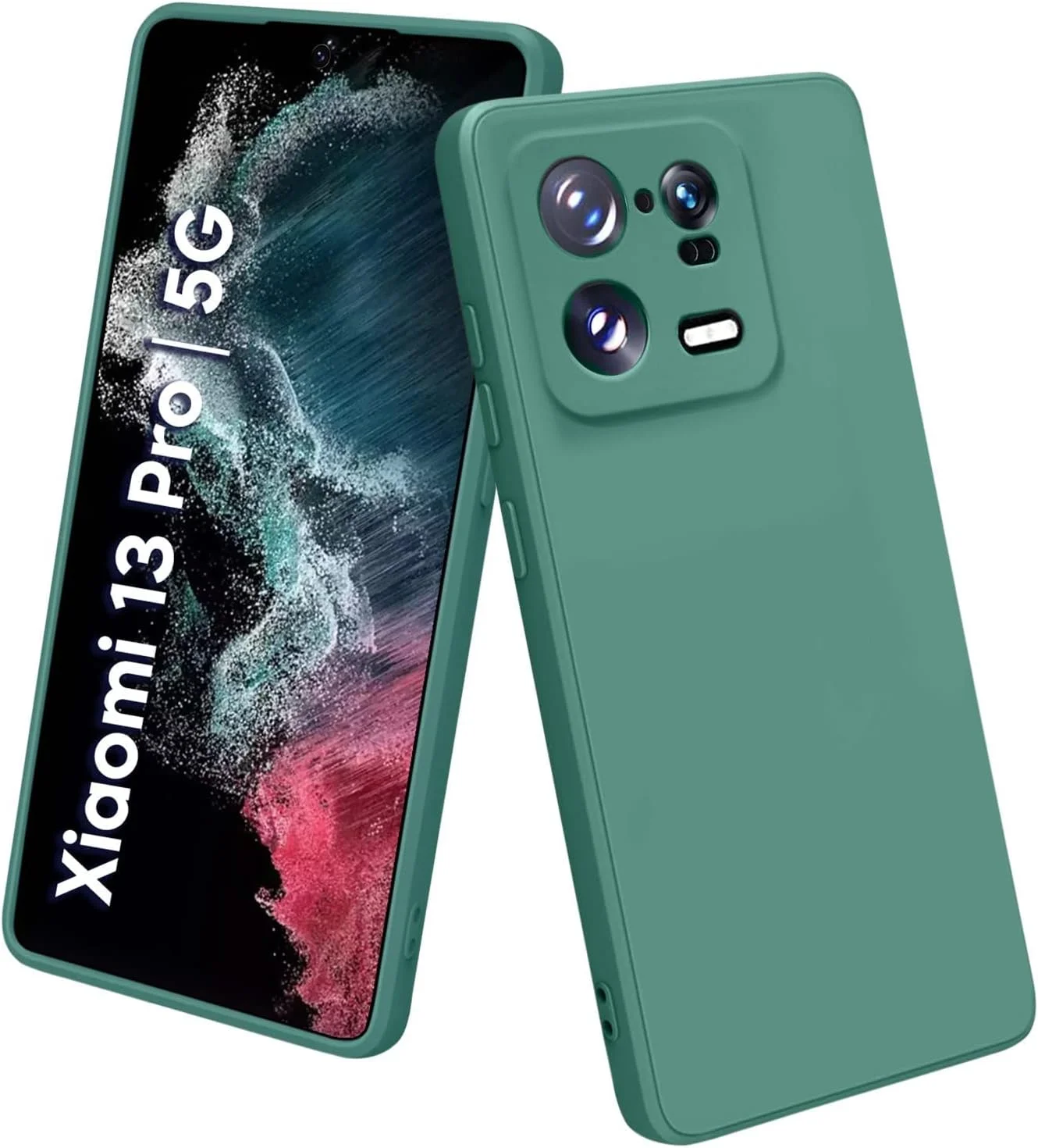 کاور سیلیکونی برای شیائومی 13 پرو 5G، کاور ضربه گیر ژله ای مایع با آستر میکروفیبر نرم، محافظ باریک و ضد ضربه برای شیائومی Mi 13 پرو (سبز)