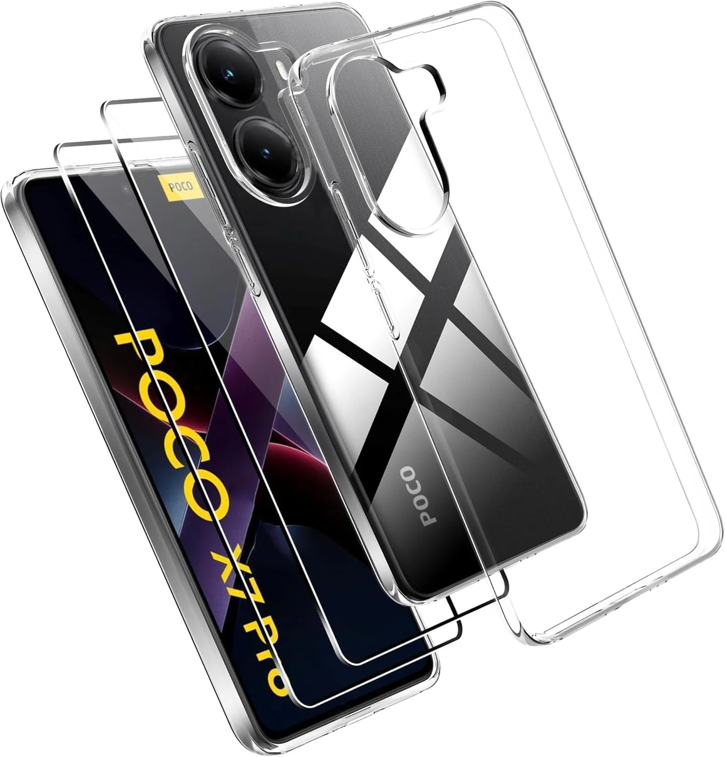 [1+2] کاور شفاف برای ردمی توربو 4 5G / شیائومی پوکو X7 پرو 5G به همراه محافظ صفحه نمایش [2 عدد]: محافظت 360 درجه - ضد ضربه، باریک، ضد زردی، کاور شفاف