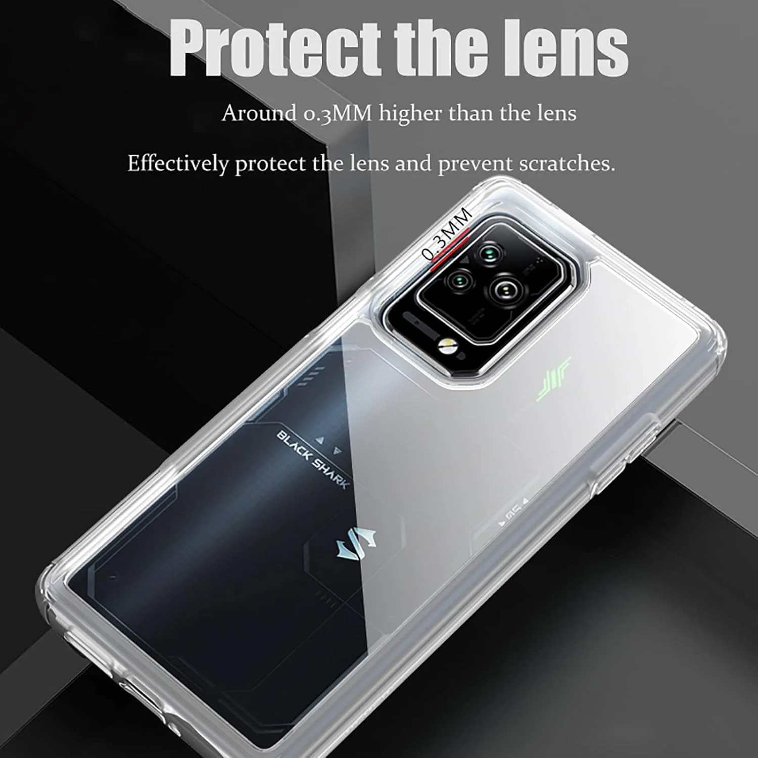 قاب محافظ گوشی شیائومی بلک شارک 5/5 پرو، کاور دولایه ضد ضربه، قاب گوشی شفاف 2 در 1 از جنس TPU + PC به همراه 2 عدد محافظ صفحه نمایش شیشه ای حرارت دیده [ضد سقوط] - مشکی