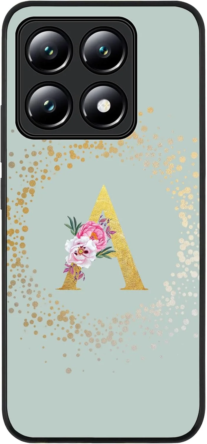 قاب محافظ شیک و مقاوم برای گوشی شیائومی 14T، محافظت از دوربین، ضد ضربه و نازک - طرح گلدار مونوگرام سفارشی - A (خاکستری روشن)