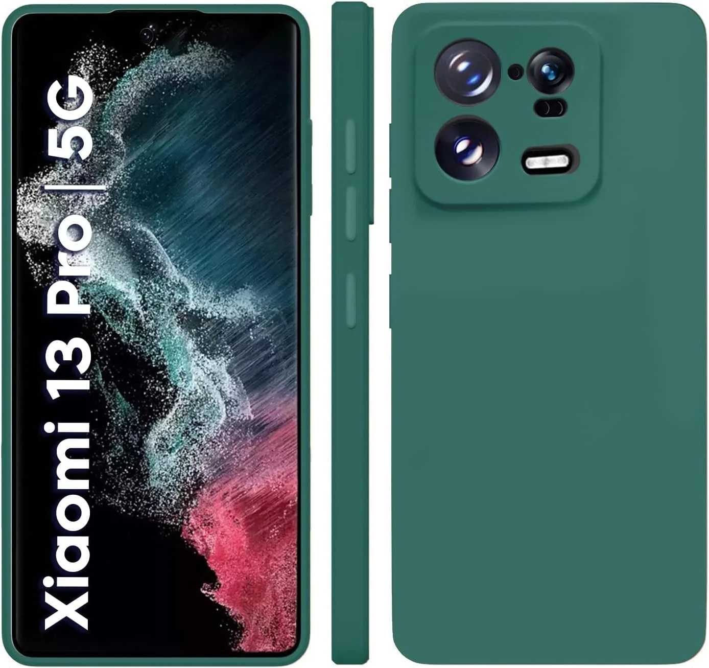 کاور سیلیکونی برای شیائومی 13 پرو 5G، کاور ضربه گیر ژله ای مایع با آستر میکروفیبر نرم، محافظ باریک و ضد ضربه برای شیائومی Mi 13 پرو (سبز)