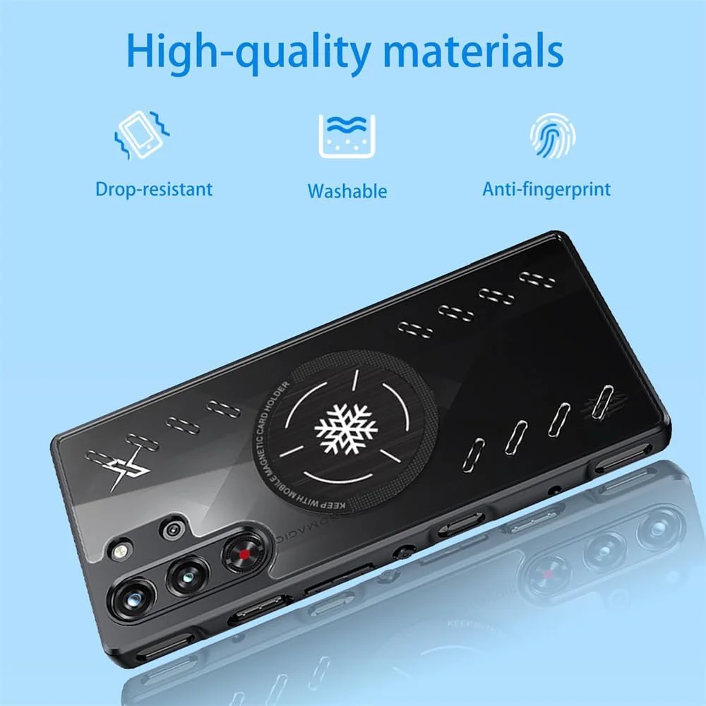 کاور محافظ آزون برای ردمجیک 10 پرو و 10 پرو پلاس، ضد ضربه و مقاوم در برابر سقوط، طراحی خنک کننده، مواد دوگانه PC+TPU، پوسته محافظ مقاوم در برابر خراش (مشکی)