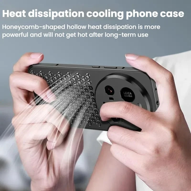 قاب محافظ گوشی شیائومی 15 اولترا، فریم فلزی آلیاژ آلومینیوم با سوراخ های لانه زنبوری برای گردش هوا و خنک کننده، ضد ضربه و ضد افتادن (نقره ای)