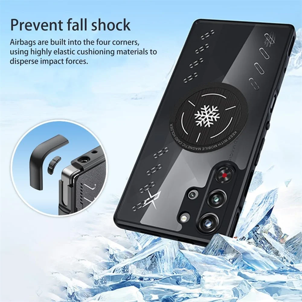 کاور محافظ آزون برای ردمجیک 10 پرو و 10 پرو پلاس، ضد ضربه و مقاوم در برابر سقوط، طراحی خنک کننده، مواد دوگانه PC+TPU، پوسته محافظ مقاوم در برابر خراش (مشکی)