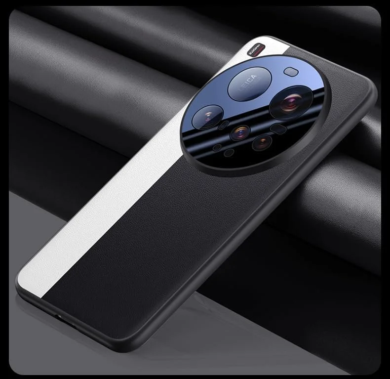 قاب چرمی برای شیائومی 15 اولترا 5G، [محافظ لنز شیشه ای حرارت دیده] محافظت فوق العاده سبک و باریک از دوربین، قاب ضربه گیر TPU چرمی PU برای شیائومی 15 اولترا 5G، مشکی و سفید