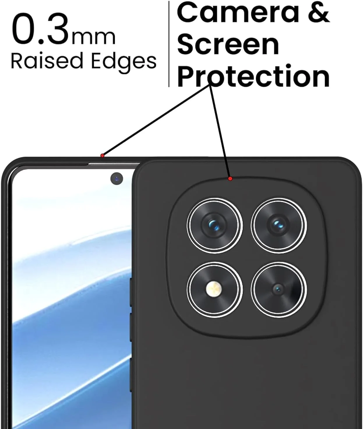 کاور محافظ گوشی شیائومی ردمی نوت ۱۴ پرو 4G، مشکی، باریک، TPU نرم، سیلیکونی انعطاف پذیر، مات، برند Emodil (مشکی)