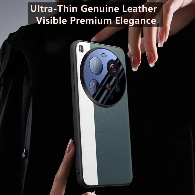 قاب چرمی برای شیائومی 15 اولترا 5G، [محافظ لنز شیشه ای حرارت دیده] محافظت فوق العاده سبک و باریک از دوربین، قاب ضربه گیر TPU چرمی PU برای شیائومی 15 اولترا 5G، مشکی و سفید