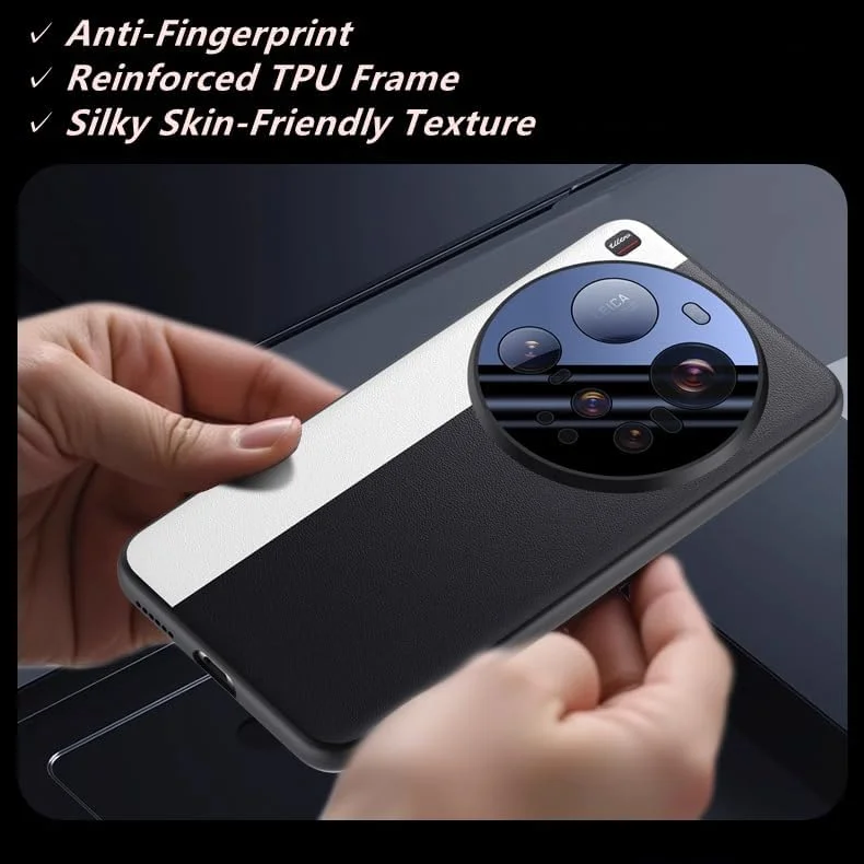 قاب چرمی برای شیائومی 15 اولترا 5G، [محافظ لنز شیشه ای حرارت دیده] محافظت فوق العاده سبک و باریک از دوربین، قاب ضربه گیر TPU چرمی PU برای شیائومی 15 اولترا 5G، مشکی و سفید