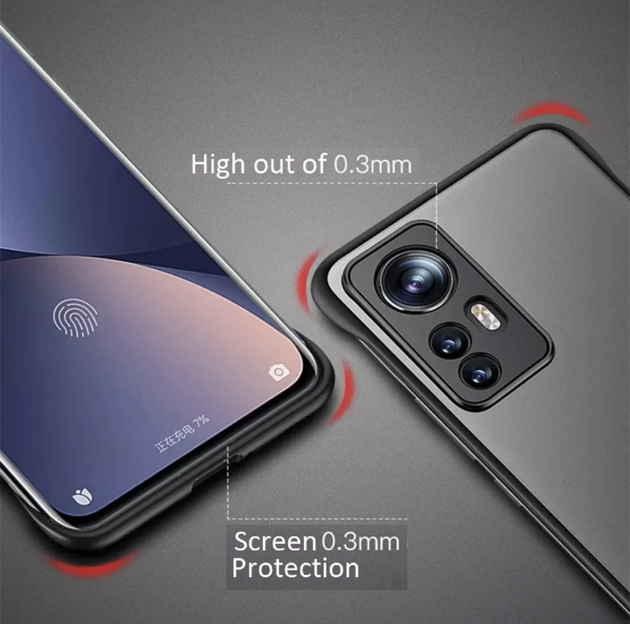 کاور پشتی گوشی شیائومی 12 پرو 5G مدل REALCASE | باریک، نیمه شفاف، بدون فریم، مات، سخت | کاور پشتی بامپر TPU نرم و ضد ضربه برای شیائومی 12 پرو 5G (مشکی)