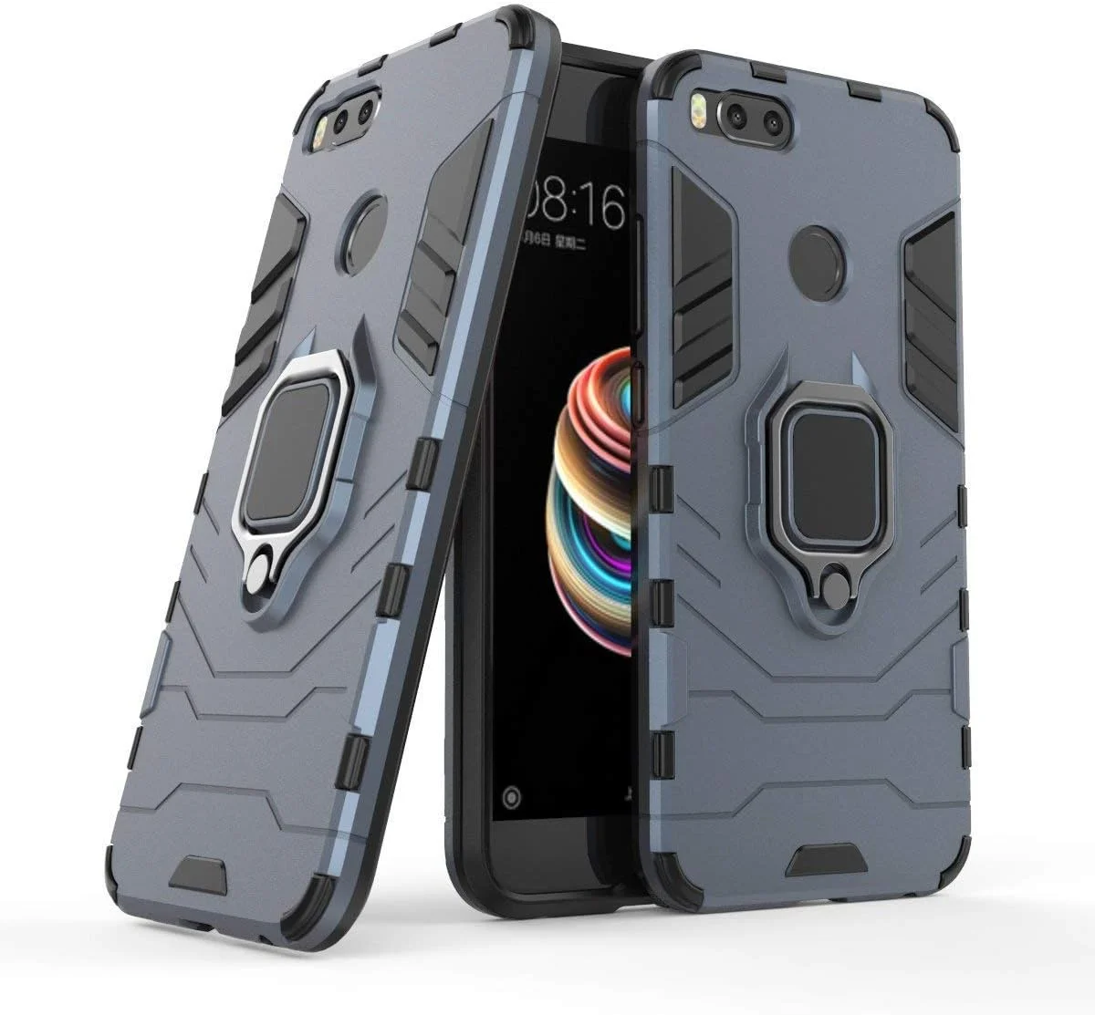 قاب محافظ گوشی شیائومی Mi A1 سازگار با MaiJin، با حلقه فلزی، مقاوم در برابر ضربه، پوشش سخت (سازگار با هولدر مغناطیسی خودرو)، دو لایه و مقاوم برای شیائومی Mi A1 و Mi 5X (آبی تیره) قاب محافظ گوشی شیائومی Mi A1 سازگار با MaiJin، با حلقه فلزی، مقاوم در برابر ضربه، پوشش سخت (سازگار با هولدر مغناطیسی خودرو)، دو لایه و مقاوم برای شیائومی Mi A1 و Mi 5X (آبی تیره)