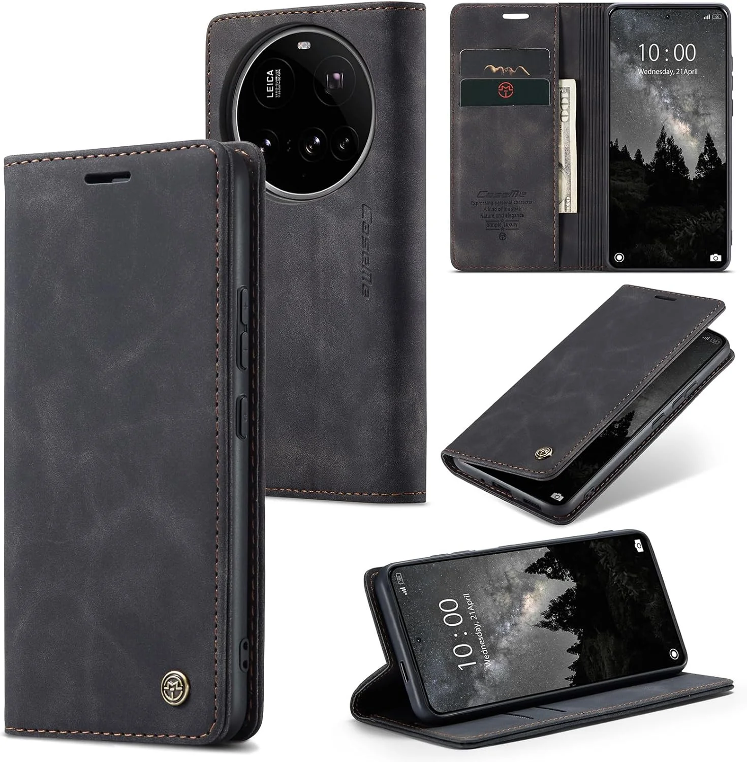 کیف محافظ گوشی شیائومی 15 اولترا، کاور چرمی PU تاشو، کیف پول مغناطیسی، دارای استند و جای کارت، مشکی کیف محافظ گوشی شیائومی 15 اولترا، کاور چرمی PU تاشو، کیف پول مغناطیسی، دارای استند و جای کارت، مشکی