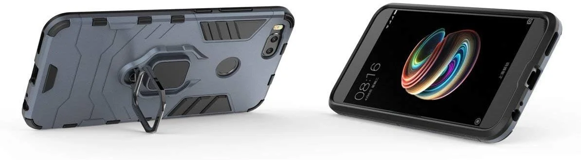 قاب محافظ گوشی شیائومی Mi A1 سازگار با MaiJin، با حلقه فلزی، مقاوم در برابر ضربه، پوشش سخت (سازگار با هولدر مغناطیسی خودرو)، دو لایه و مقاوم برای شیائومی Mi A1 و Mi 5X (آبی تیره) قاب محافظ گوشی شیائومی Mi A1 سازگار با MaiJin، با حلقه فلزی، مقاوم در برابر ضربه، پوشش سخت (سازگار با هولدر مغناطیسی خودرو)، دو لایه و مقاوم برای شیائومی Mi A1 و Mi 5X (آبی تیره)