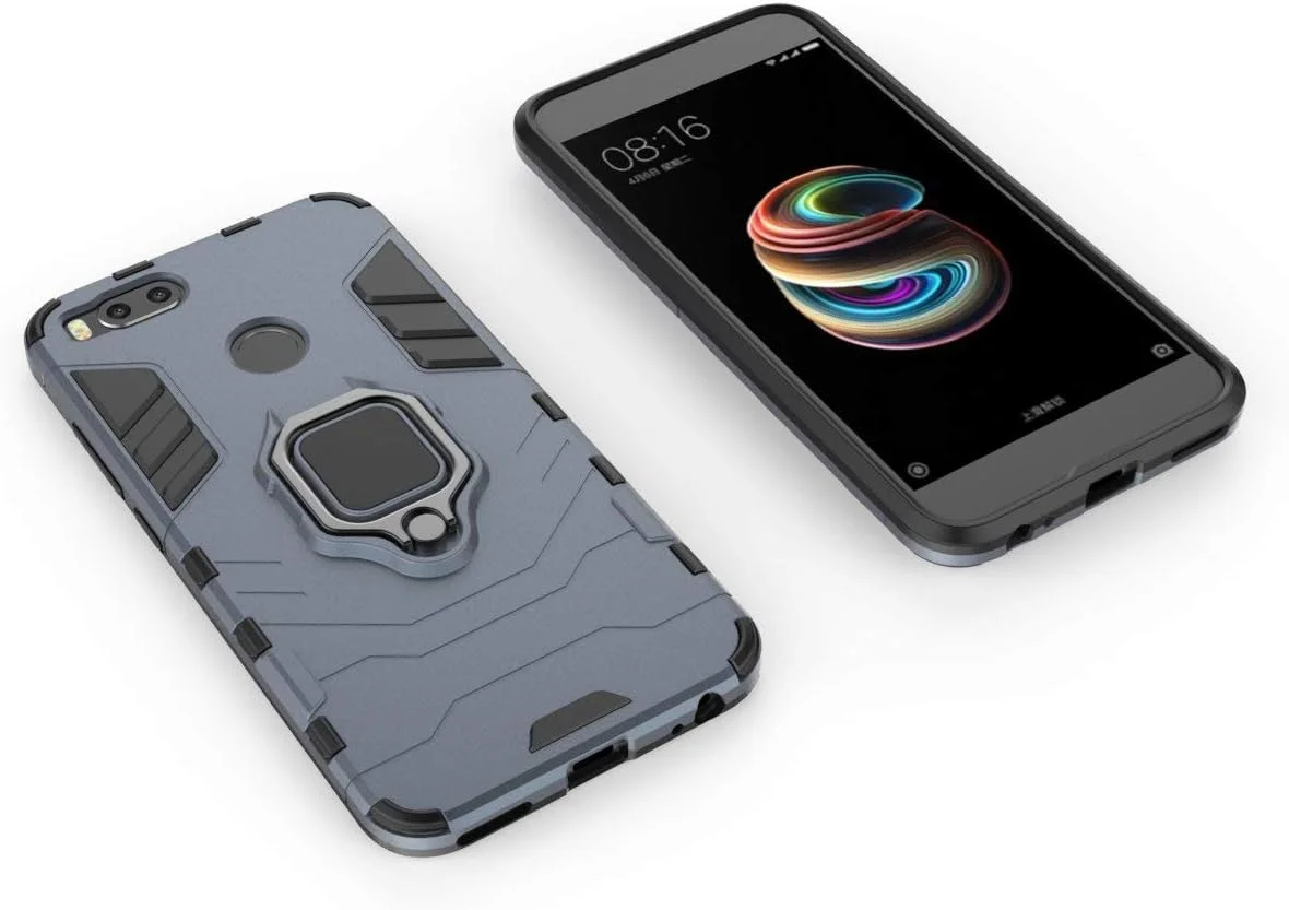 قاب محافظ گوشی شیائومی Mi A1 سازگار با MaiJin، با حلقه فلزی، مقاوم در برابر ضربه، پوشش سخت (سازگار با هولدر مغناطیسی خودرو)، دو لایه و مقاوم برای شیائومی Mi A1 و Mi 5X (آبی تیره) قاب محافظ گوشی شیائومی Mi A1 سازگار با MaiJin، با حلقه فلزی، مقاوم در برابر ضربه، پوشش سخت (سازگار با هولدر مغناطیسی خودرو)، دو لایه و مقاوم برای شیائومی Mi A1 و Mi 5X (آبی تیره)