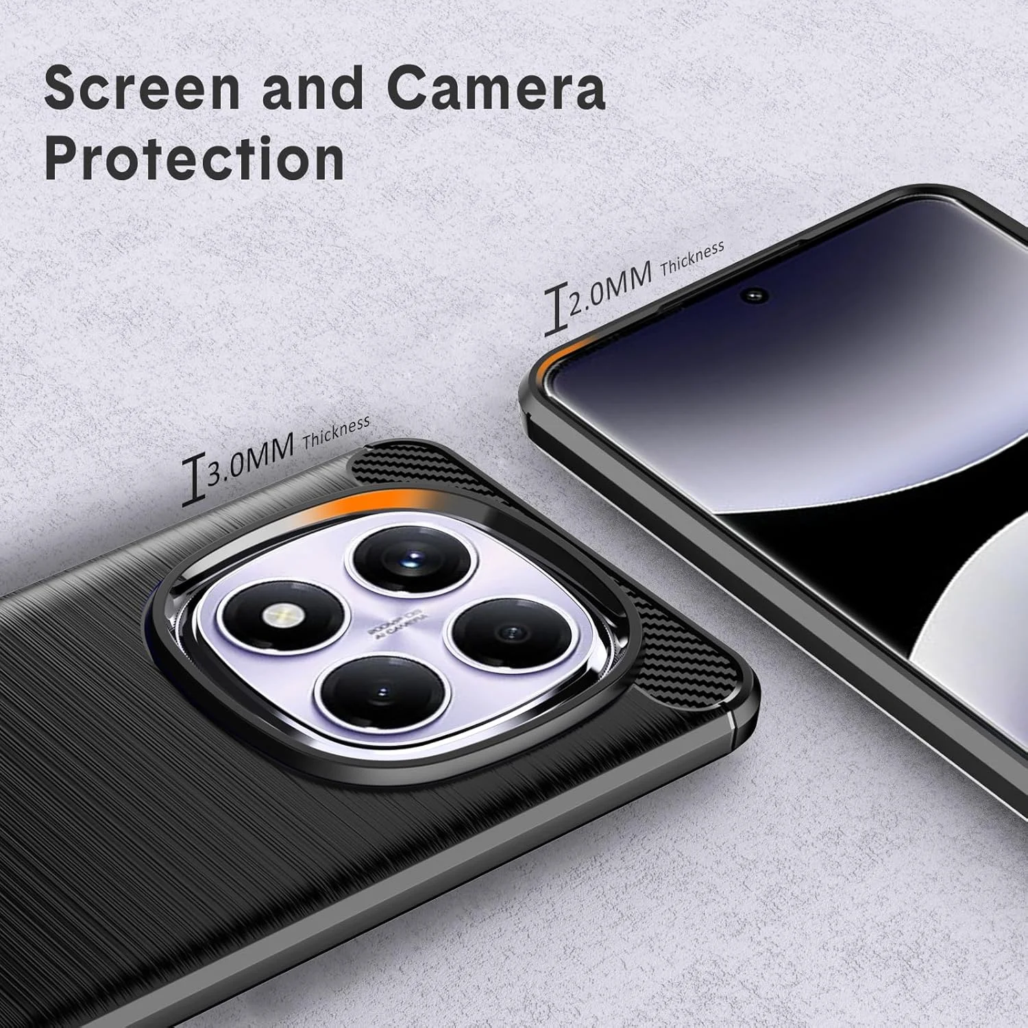 کاور محافظ گوشی شیائومی ردمی نوت 14 پرو/پوکو X7 5G، کاور ضد ضربه ردمی نوت 14 پرو، [بافت فیبر کربن] TPU نرم و انعطاف پذیر، مقاوم در برابر خط و خش، مشکی