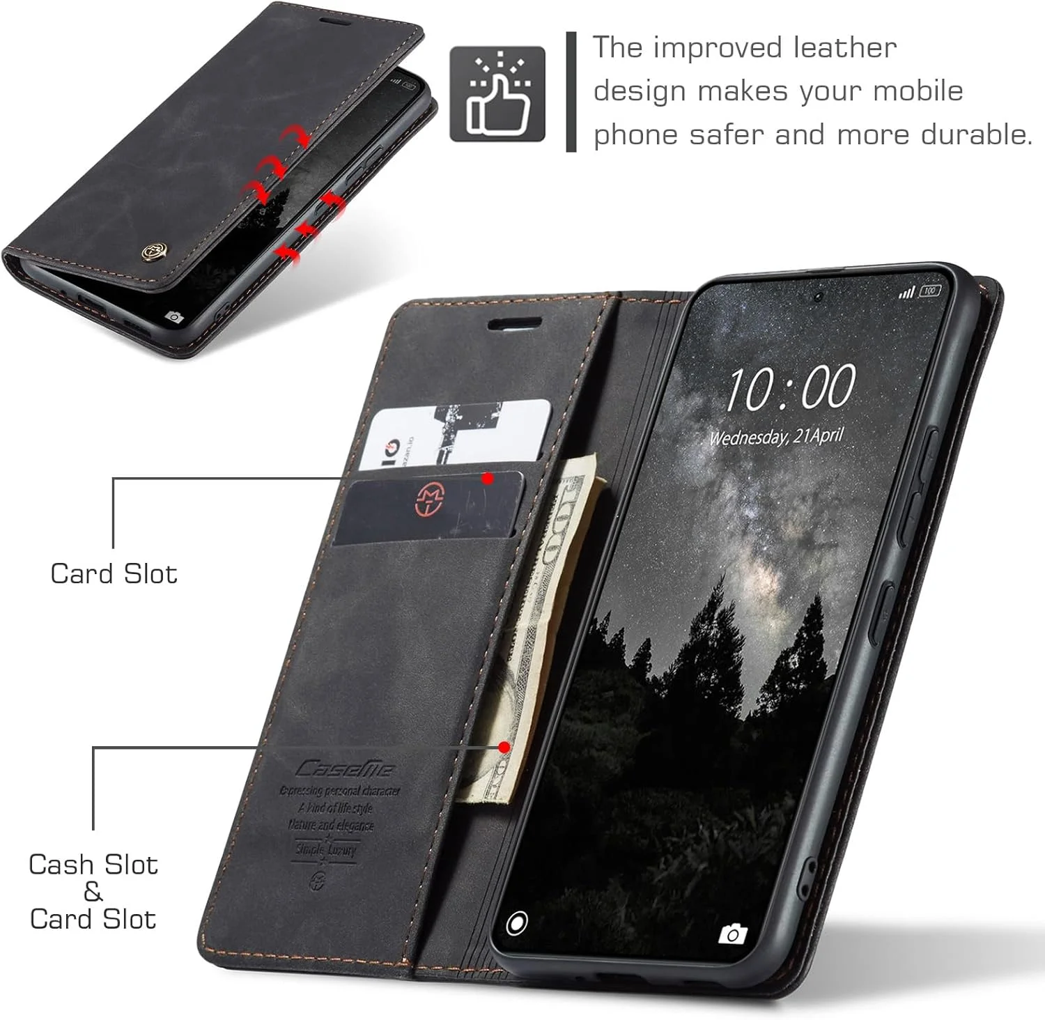 کیف محافظ گوشی شیائومی 15 اولترا، کاور چرمی PU تاشو، کیف پول مغناطیسی، دارای استند و جای کارت، مشکی کیف محافظ گوشی شیائومی 15 اولترا، کاور چرمی PU تاشو، کیف پول مغناطیسی، دارای استند و جای کارت، مشکی