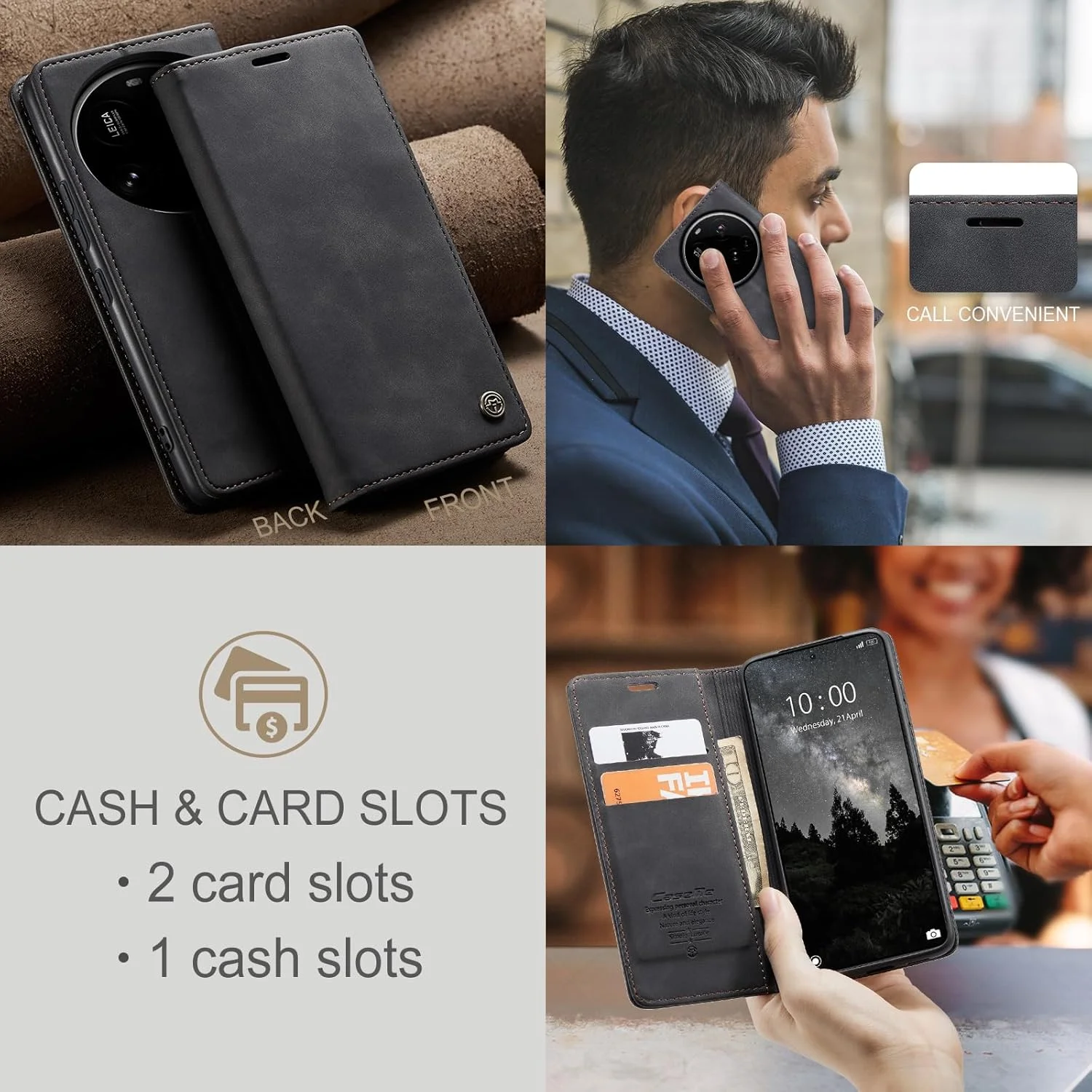 کیف محافظ گوشی شیائومی 15 اولترا، کاور چرمی PU تاشو، کیف پول مغناطیسی، دارای استند و جای کارت، مشکی کیف محافظ گوشی شیائومی 15 اولترا، کاور چرمی PU تاشو، کیف پول مغناطیسی، دارای استند و جای کارت، مشکی