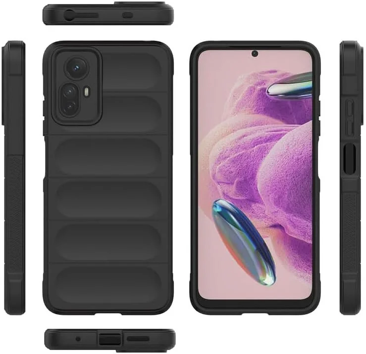 قاب گوشی شیائومی ردمی نوت 12S، محافظ صفحه نمایش نوت 12S [2 عدد] قاب سیلیکونی انعطاف پذیر مقاوم در برابر ضربه، محافظت در برابر سقوط نظامی با کیسه هوا، پوشش ضد لغزش شیائومی نوت 12S (مشکی، نوت 12S)