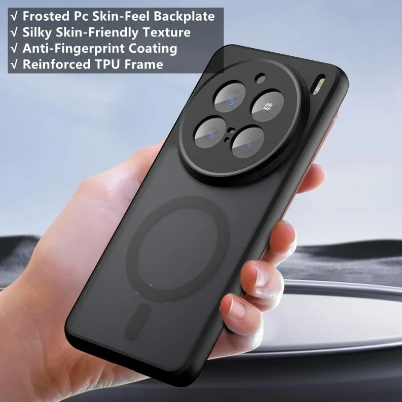 قاب مغناطیسی برای شیائومی پوکو F7 پرو | سازگار با MagSafe | مقاوم در برابر ضربه و خط و خش با استاندارد نظامی - محافظت ضد اثر انگشت برای شیائومی پوکو F7 پرو، مات نیمه شفاف