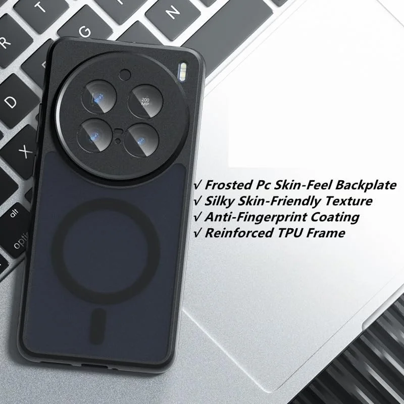 قاب مغناطیسی برای شیائومی پوکو F7 پرو | سازگار با MagSafe | مقاوم در برابر ضربه و خط و خش با استاندارد نظامی - محافظت ضد اثر انگشت برای شیائومی پوکو F7 پرو، مات نیمه شفاف