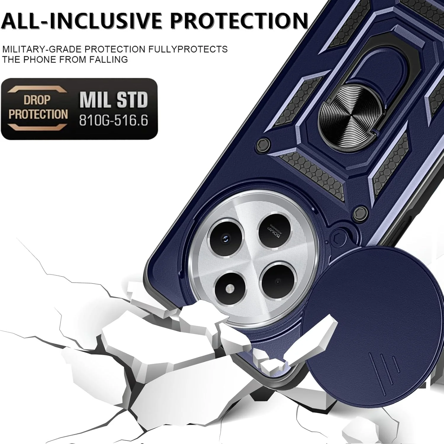 قاب محافظ گوشی شیائومی POCO M7 5G/Redmi 14C 4G/A4 5G/Poco C75 4G/5G، با پایه چرخان 360 درجه، پوشش کشویی دوربین، فریم TPU نرم ترکیبی + کامپیوتر سخت، ضد خش درجه نظامی، ضربه گیر مقاوم، آبی قاب محافظ گوشی شیائومی POCO M7 5G/Redmi 14C 4G/A4 5G/Poco C75 4G/5G، با پایه چرخان 360 درجه، پوشش کشویی دوربین، فریم TPU نرم ترکیبی + کامپیوتر سخت، ضد خش درجه نظامی، ضربه گیر مقاوم، آبی