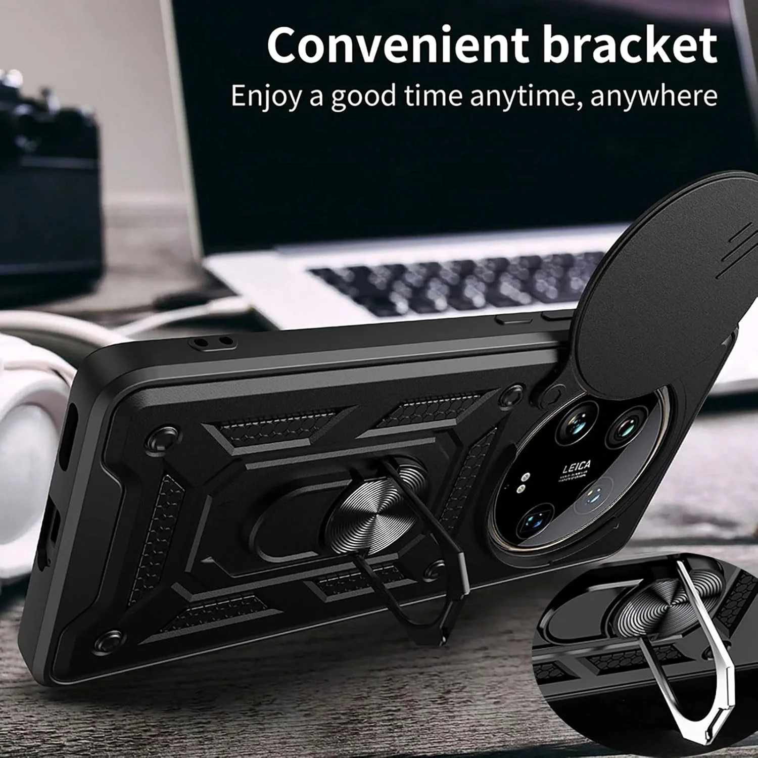 کاور محافظ گوشی شیائومی 14 اولترا به همراه محافظ صفحه نمایش شیشه ای، دارای استند انگشتی 360 درجه و پوشش کشویی دوربین، مقاوم در برابر ضربه (مشکی) کاور محافظ گوشی شیائومی 14 اولترا به همراه محافظ صفحه نمایش شیشه ای، دارای استند انگشتی 360 درجه و پوشش کشویی دوربین، مقاوم در برابر ضربه (مشکی)