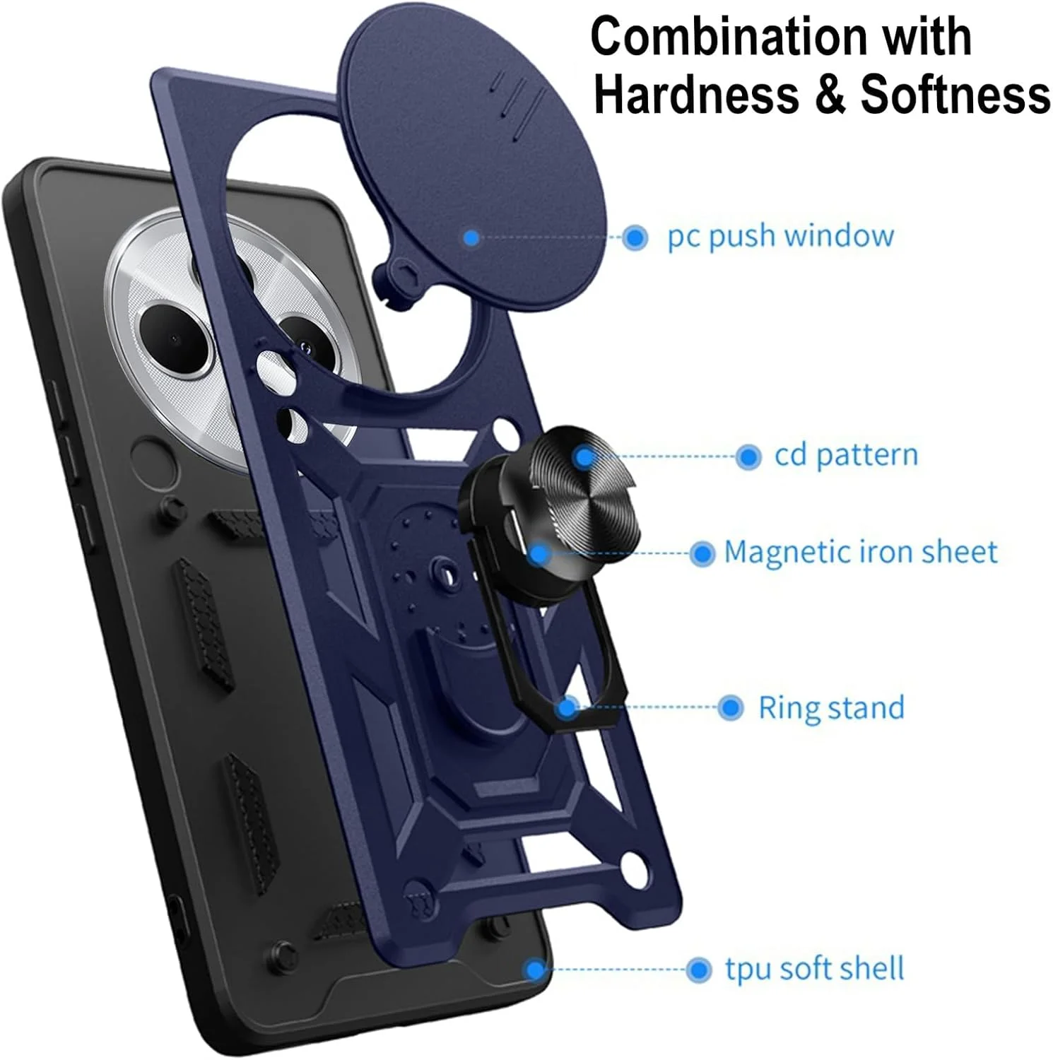 قاب محافظ گوشی شیائومی POCO M7 5G/Redmi 14C 4G/A4 5G/Poco C75 4G/5G، با پایه چرخان 360 درجه، پوشش کشویی دوربین، فریم TPU نرم ترکیبی + کامپیوتر سخت، ضد خش درجه نظامی، ضربه گیر مقاوم، آبی قاب محافظ گوشی شیائومی POCO M7 5G/Redmi 14C 4G/A4 5G/Poco C75 4G/5G، با پایه چرخان 360 درجه، پوشش کشویی دوربین، فریم TPU نرم ترکیبی + کامپیوتر سخت، ضد خش درجه نظامی، ضربه گیر مقاوم، آبی