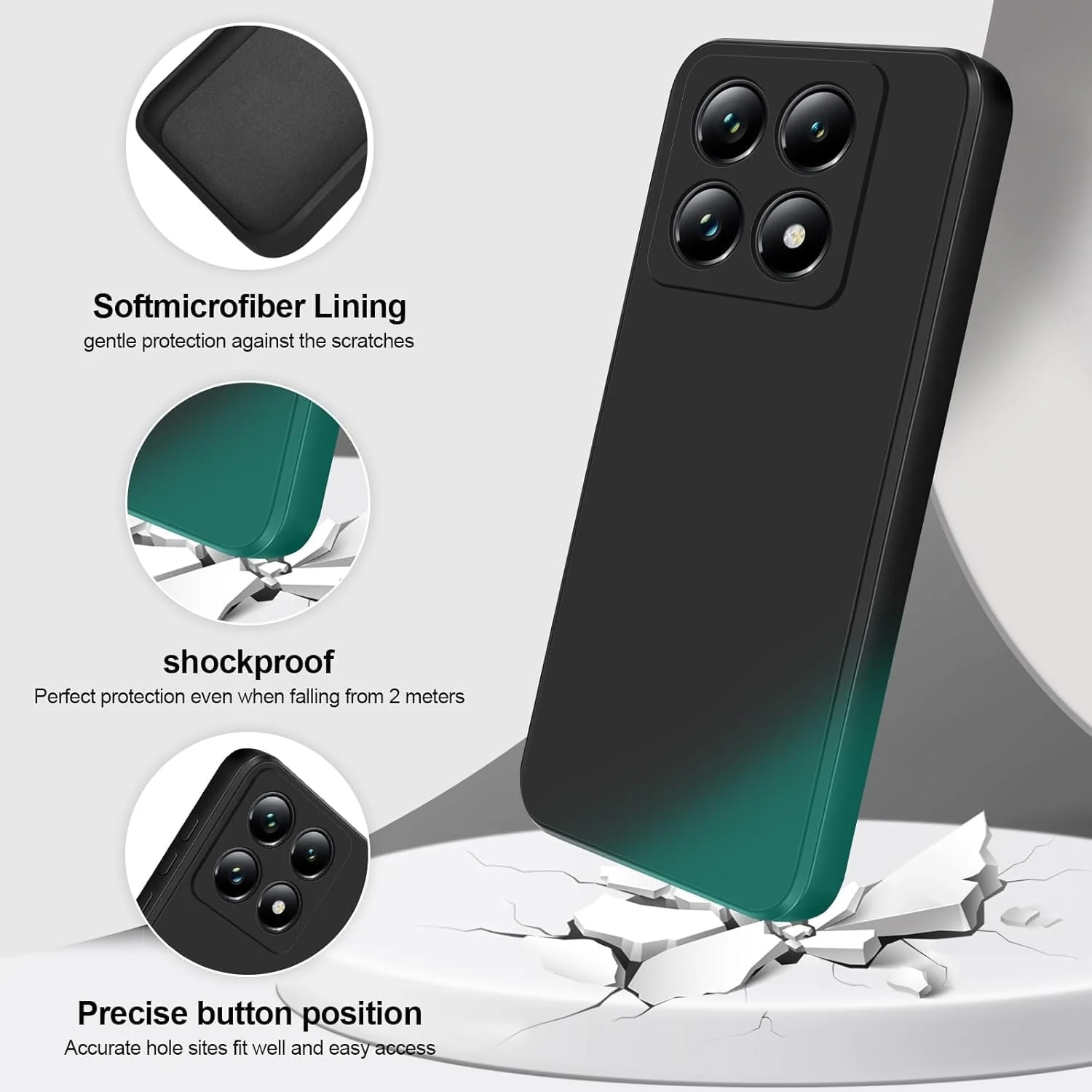 کاور محافظ ژلهای مایع شیائومی 14T با لایه داخلی میکروفایبر نرم، کاور محافظ ضد ضربه و باریک برای شیائومی 14T 5G 2024 (مشکی) کاور محافظ ژلهای مایع شیائومی 14T با لایه داخلی میکروفایبر نرم، کاور محافظ ضد ضربه و باریک برای شیائومی 14T 5G 2024 (مشکی)