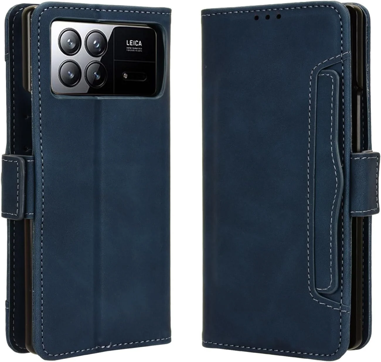 کیف پول تاشو HMLTD سازگار با گوشی شیائومی میکس فولد 3، کاور مغناطیسی زیبا، لوکس، دارای چند جای کارت، محافظ کامل بدنه (شیائومی میکس فولد 3، آبی)