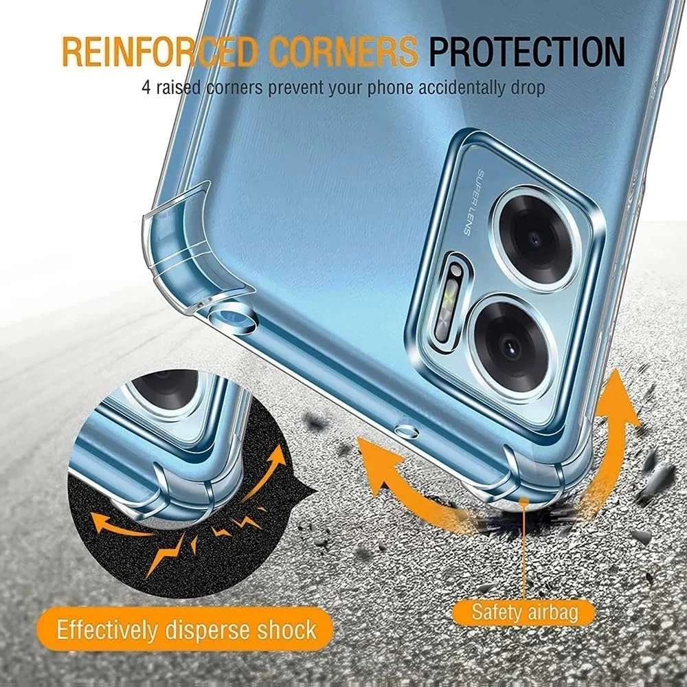 کاور محافظ ژله ای شفاف EMODIL با ضربه گیر و لبه های تقویت شده مناسب برای گوشی شیائومی ردمی نوت 11E / ردمی 10 5G