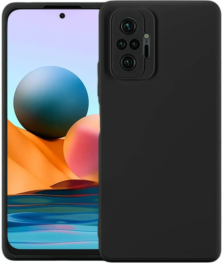 قاب محافظ گوشی EMODIL مناسب برای شیائومی Redmi Note 10 Pro/Note 10 Pro Max - مشکی، باریک، پوشش پشتی نرم TPU - سیلیکون انعطاف پذیر - پوشش مات - ضد لغزش