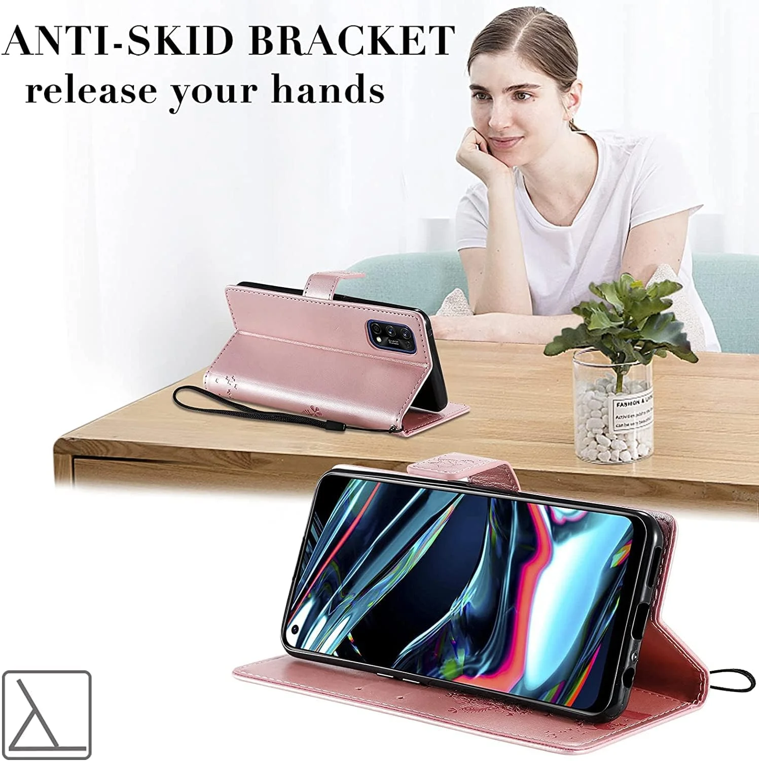 کاور چرمی ممتاز گوشی شیائومی ردمی نوت 10 - کاور محافظ کیف پول تاشو برای شیائومی ردمی نوت 10 اس، ردمی نوت 10 / ردمی نوت 10 اس. مدل KT1 درخت آرزو صورتی