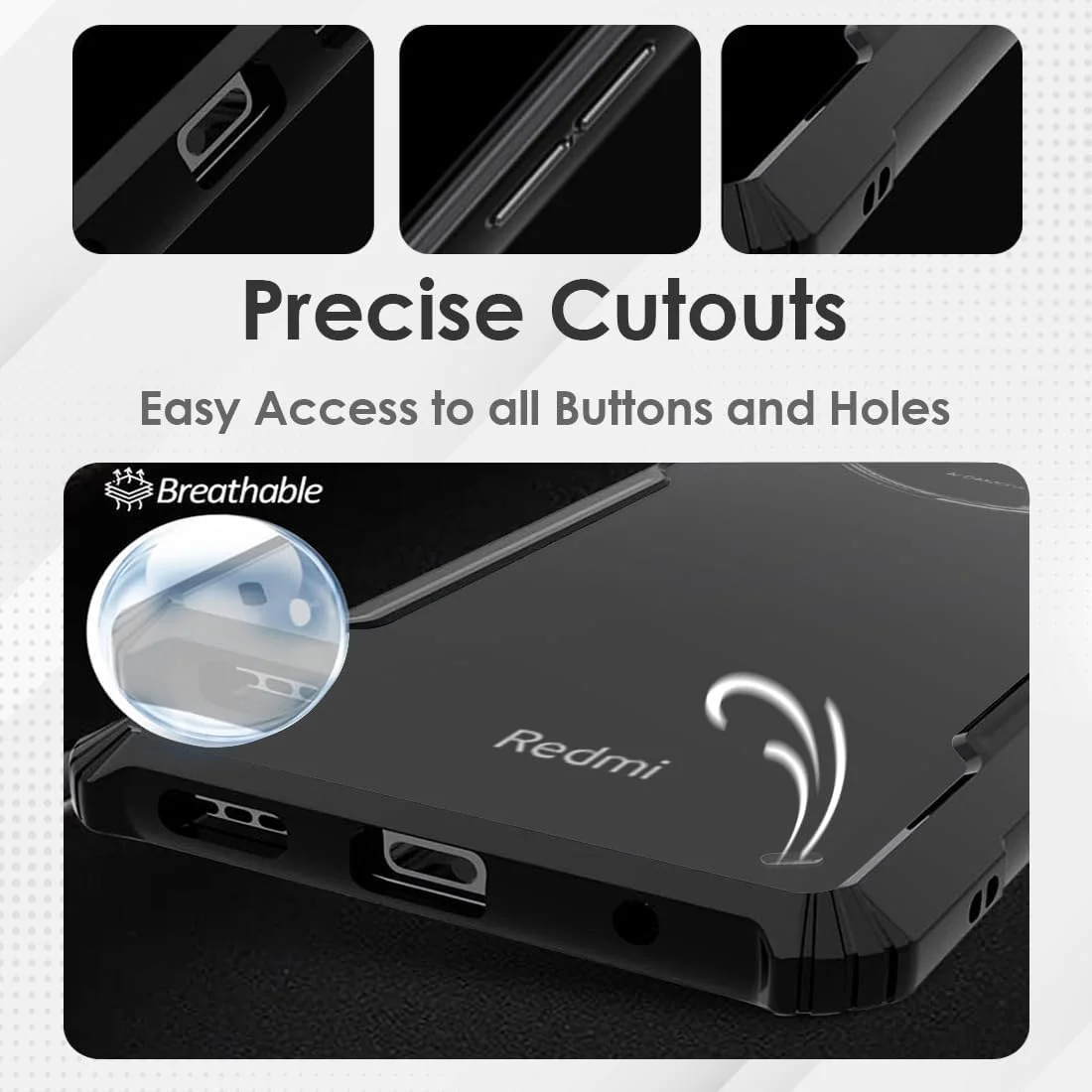 کاور محافظ گوشی ردمی A3 مدل Zubitech | محافظت 360 درجه | کاور پشتی شفاف ضد ضربه | شفاف (مشکی)