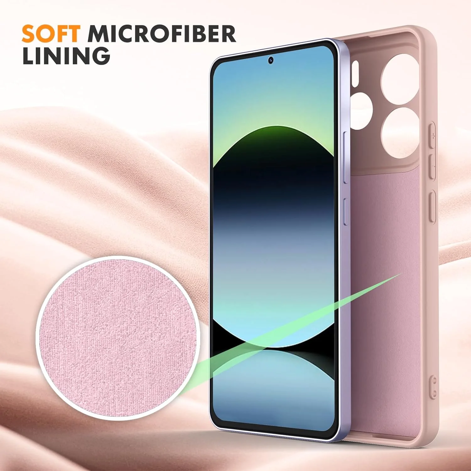 کاور سیلیکونی مایع فوق العاده نازک و با کیفیت برای گوشی شیائومی ردمی نوت 14 5G - صورتی