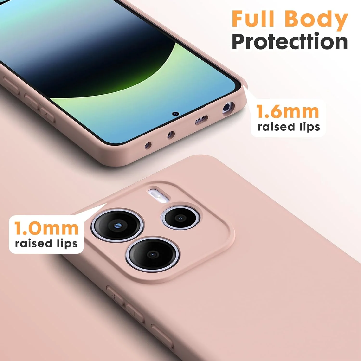 کاور سیلیکونی مایع فوق العاده نازک و با کیفیت برای گوشی شیائومی ردمی نوت 14 5G - صورتی