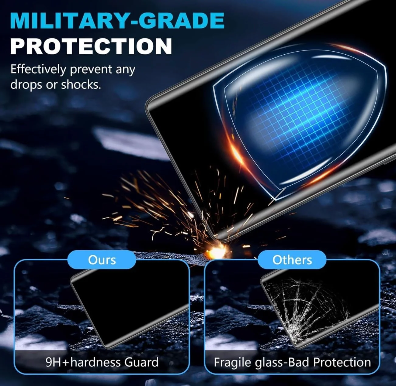 قاب گوشی شیائومی ردمی نوت 14 پرو 5G با بند گردنی، محافظ صفحه نمایش نوت 14 پرو 5G [2 عدد] ضد ضربه نظامی با پایه نگهدارنده و حلقه مغناطیسی (آبی، نوت 14 پرو 5G بدون شیشه)