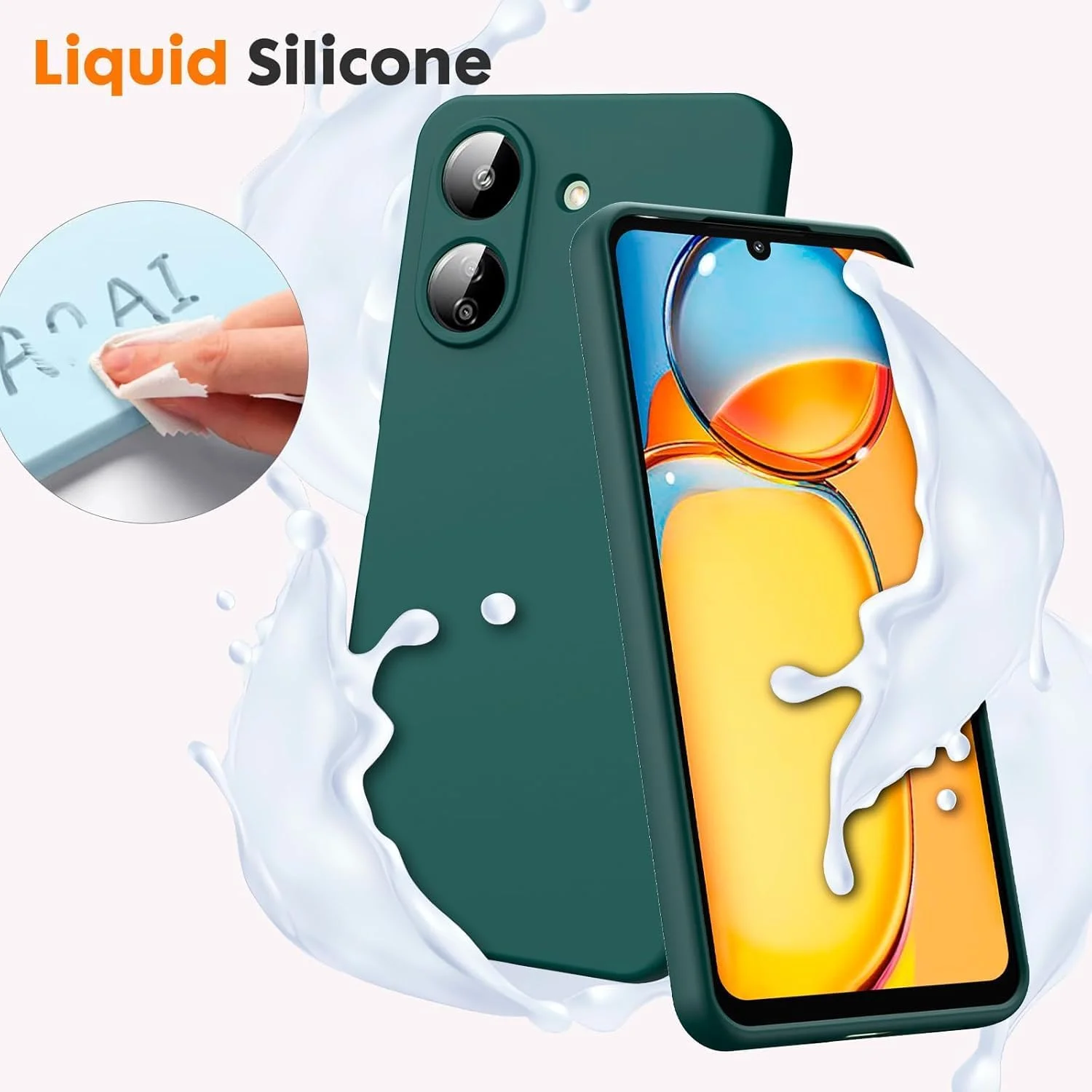 کاور محافظ سیلیکونی نرم و سبک ZEGE سازگار با گوشی شیائومی Redmi 13C 4G / Poco C65 با محافظت از دوربین - سبز