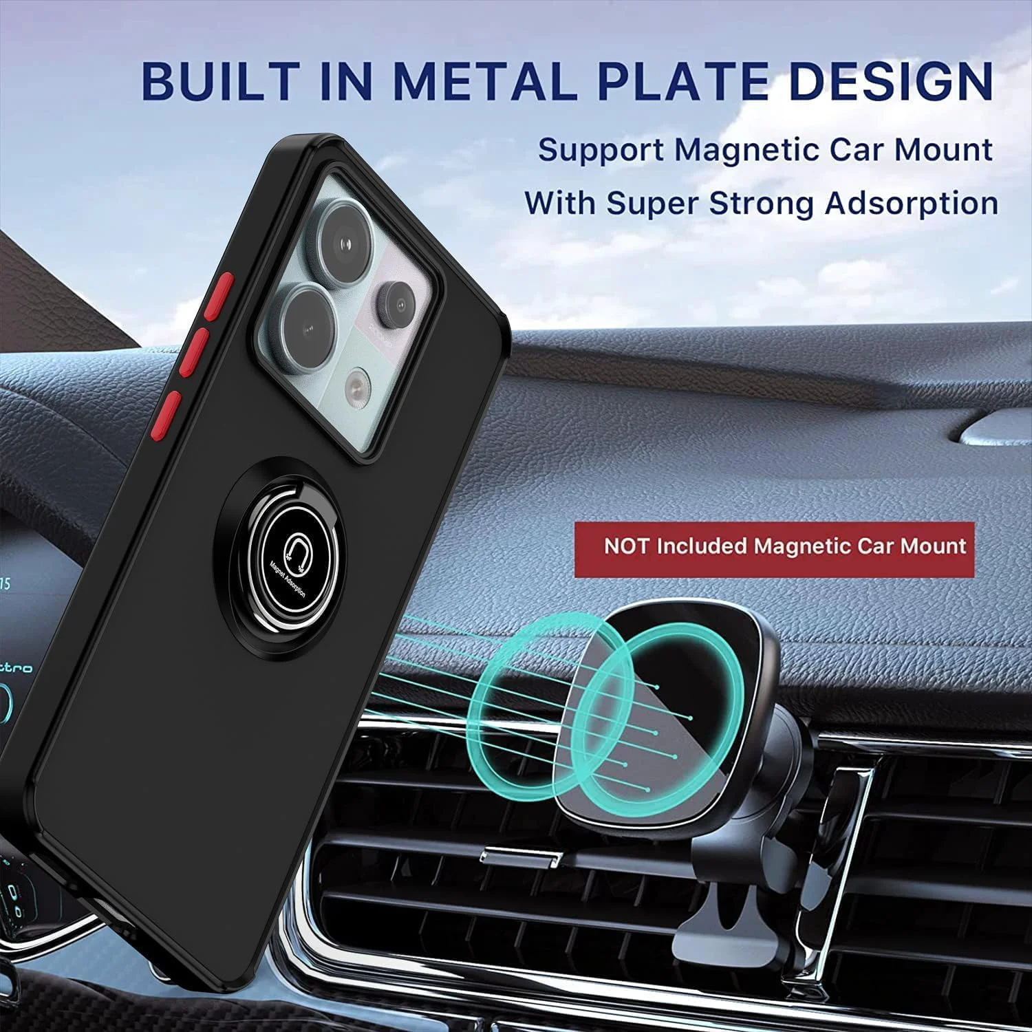 قاب محافظ ضد ضربه شیائومی ردمی نوت 13 پرو 5G، کاور زرهی حلقه مغناطیسی با پایه، قاب مات یخ زده، سبک وزن با جذب ضربه درجه نظامی برای ردمی نوت 13 پرو 5G (مشکی) قاب محافظ ضد ضربه شیائومی ردمی نوت 13 پرو 5G، کاور زرهی حلقه مغناطیسی با پایه، قاب مات یخ زده، سبک وزن با جذب ضربه درجه نظامی برای ردمی نوت 13 پرو 5G (مشکی)