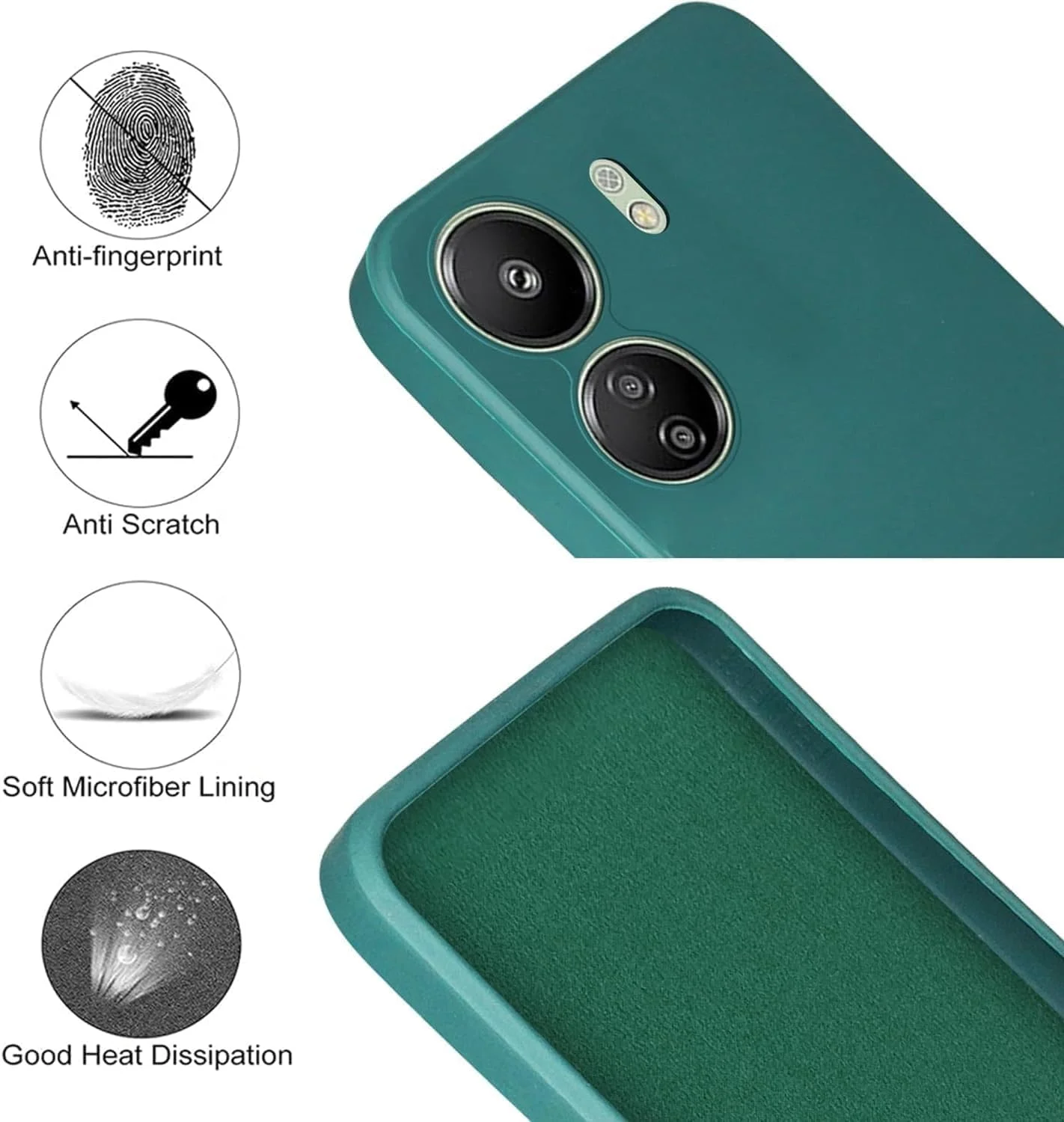 کاور محافظ سیلیکونی نرم و سبک ZEGE سازگار با گوشی شیائومی Redmi 13C 4G / Poco C65 با محافظت از دوربین - سبز