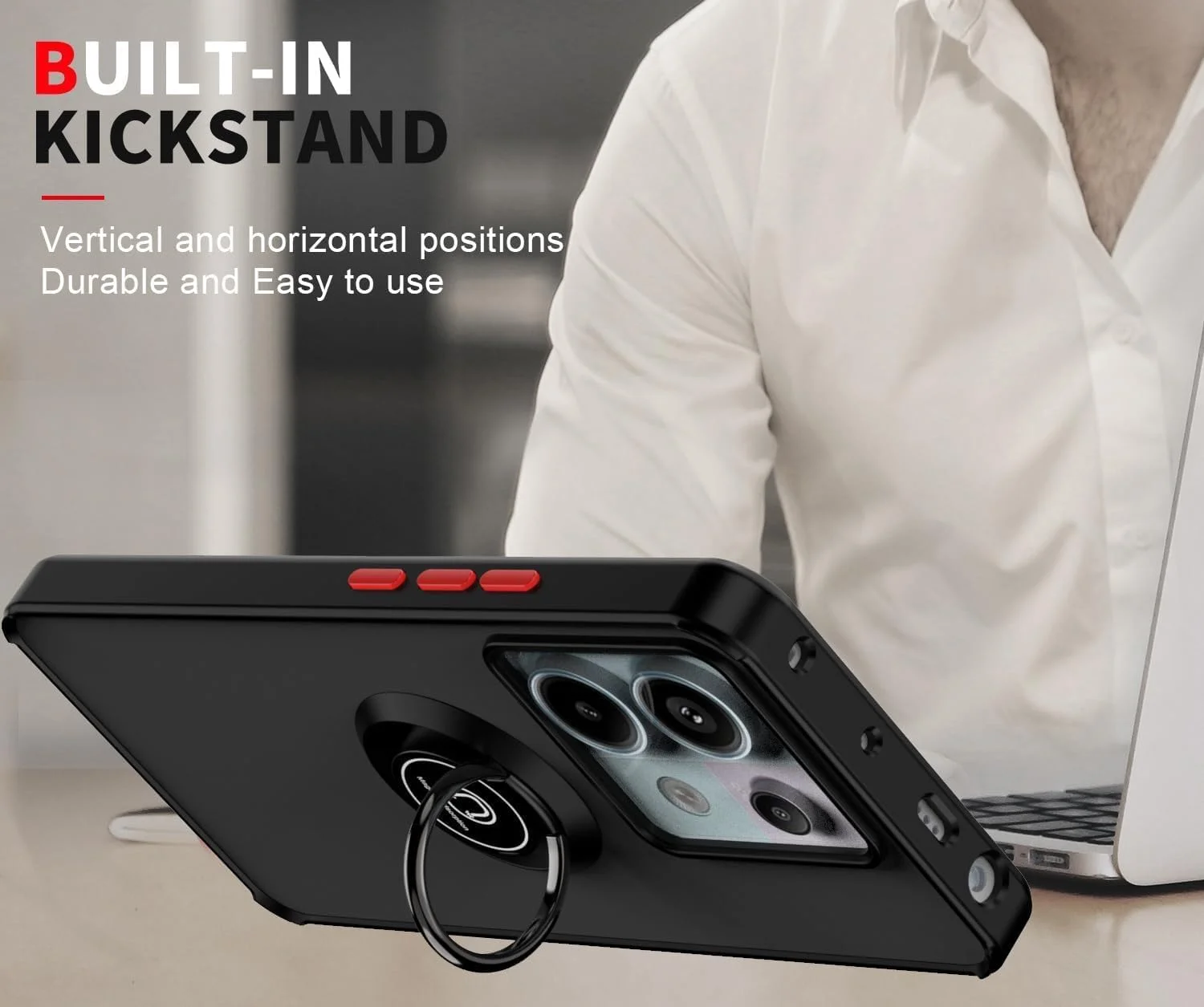 قاب محافظ ضد ضربه شیائومی ردمی نوت 13 پرو 5G، کاور زرهی حلقه مغناطیسی با پایه، قاب مات یخ زده، سبک وزن با جذب ضربه درجه نظامی برای ردمی نوت 13 پرو 5G (مشکی) قاب محافظ ضد ضربه شیائومی ردمی نوت 13 پرو 5G، کاور زرهی حلقه مغناطیسی با پایه، قاب مات یخ زده، سبک وزن با جذب ضربه درجه نظامی برای ردمی نوت 13 پرو 5G (مشکی)