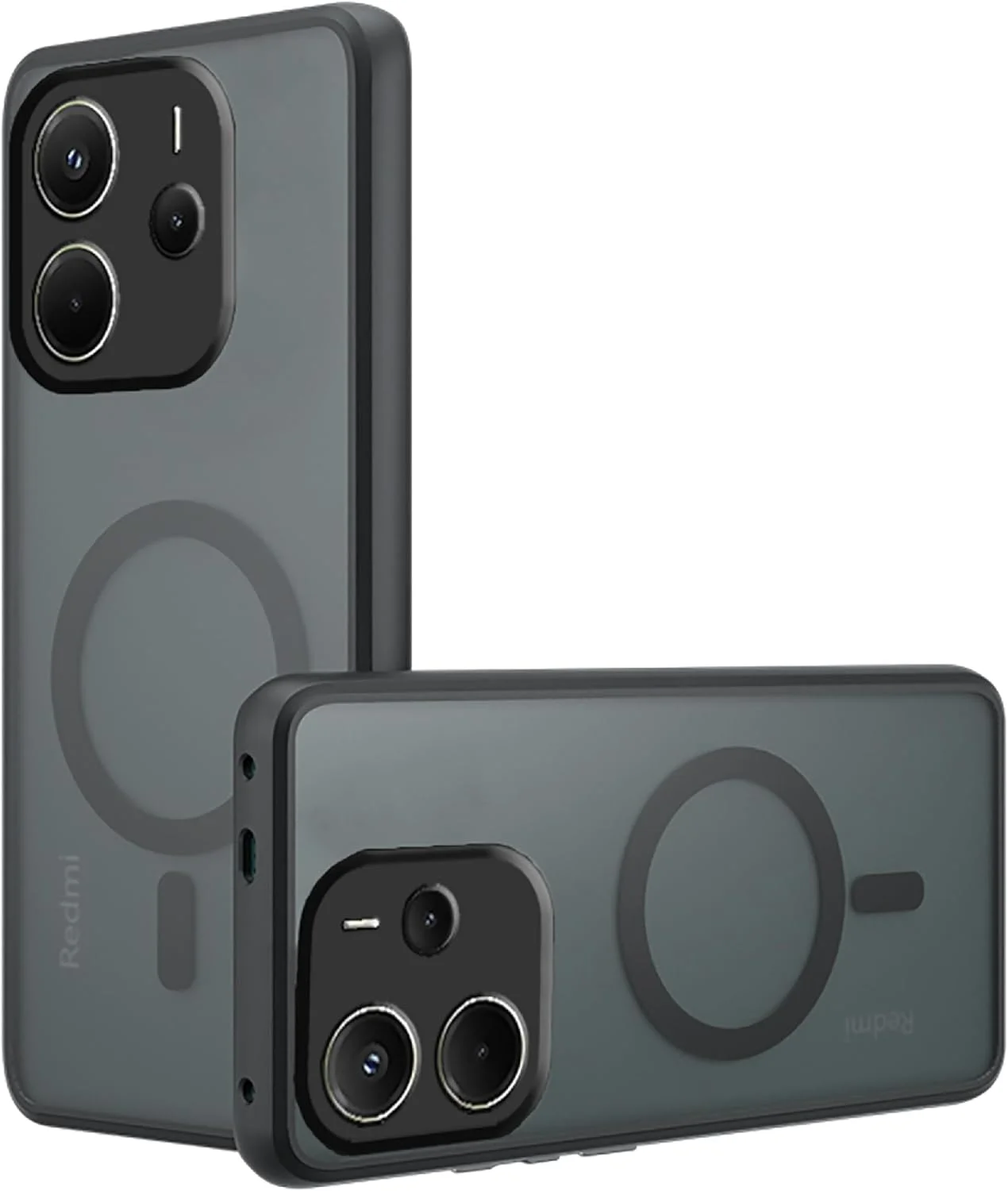 کاور مغناطیسی ژیوپوی مناسب برای شیائومی ردمی نوت 14 4G، قاب پشتی مات PC + TPU – مشکی