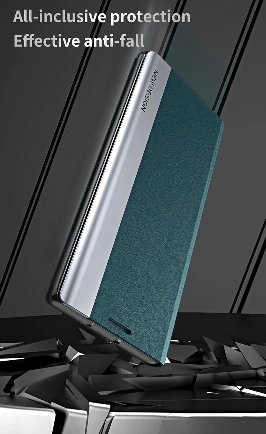 کاور محافظ گوشی شیائومی Mi 11 Lite، کاور هوشمند تاشو با پنجره کناری، کاور ضد ضربه TPU برای گوشی شیائومی Mi 11 Lite - نقره ای