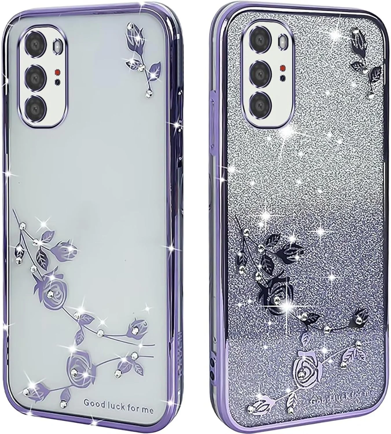 کاور آتسایجی برای شیائومی پوکو ایکس 3 جی تی، قاب سیلیکونی نرم ضد خش با روکش براق و نگین، مناسب برای دختران و بانوان - بنفش