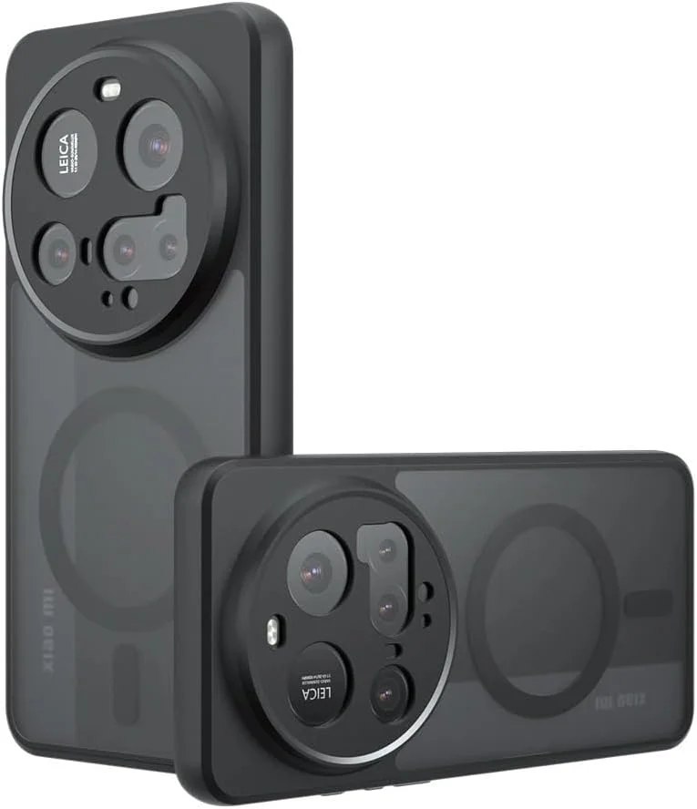 کاور مغناطیسی Gruattreay برای شیائومی 15 Ultra، کاور مشکی مات نیمه شفاف ضد زردی، ضربه گیر PC+TPU با پوشش محافظ و پشتیبانی از شارژ بی سیم