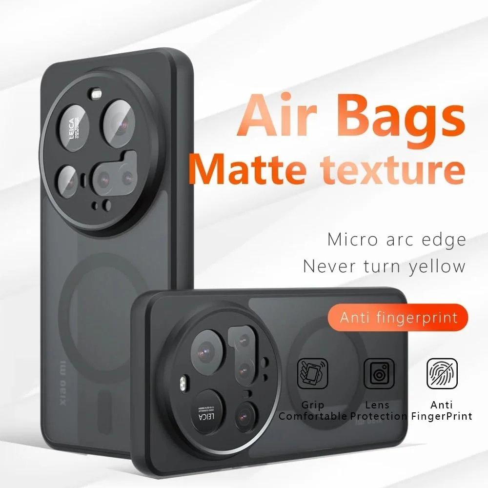 کاور مغناطیسی Gruattreay برای شیائومی 15 Ultra، کاور مشکی مات نیمه شفاف ضد زردی، ضربه گیر PC+TPU با پوشش محافظ و پشتیبانی از شارژ بی سیم کاور مغناطیسی Gruattreay برای شیائومی 15 Ultra، کاور مشکی مات نیمه شفاف ضد زردی، ضربه گیر PC+TPU با پوشش محافظ و پشتیبانی از شارژ بی سیم