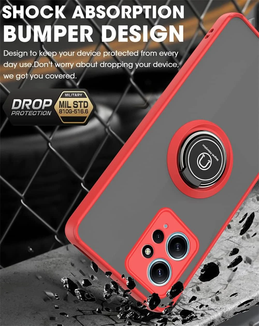 کاور محافظ گوشی شیائومی ردمی نوت 12 4G زوبی تک: کاور محافظ TPU آبی رنگ با حلقه فلزی چرخان، پایه استند، قابلیت اتصال به هولدر مغناطیسی خودرو، ضد ضربه کاور محافظ گوشی شیائومی ردمی نوت 12 4G زوبی تک: کاور محافظ TPU آبی رنگ با حلقه فلزی چرخان، پایه استند، قابلیت اتصال به هولدر مغناطیسی خودرو، ضد ضربه